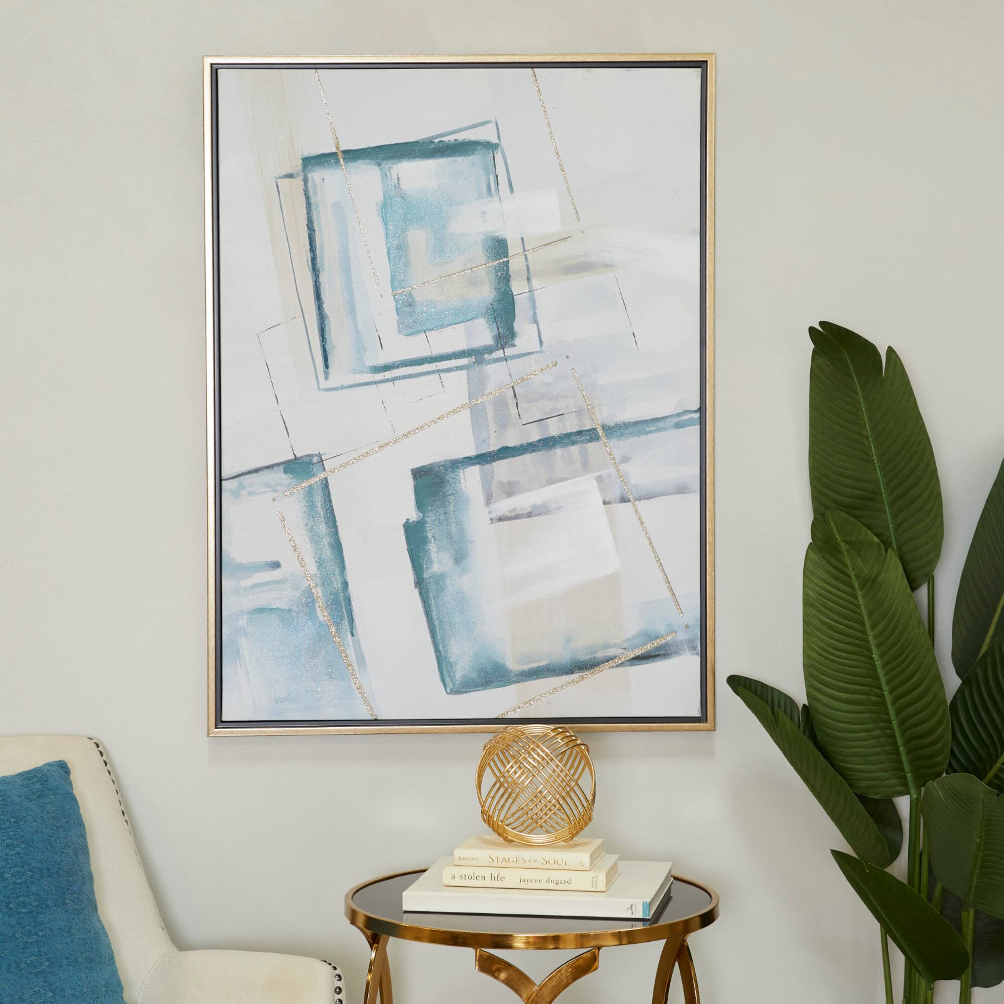 White Wood Modern Framed Wall Art 39" x 30" x 1"